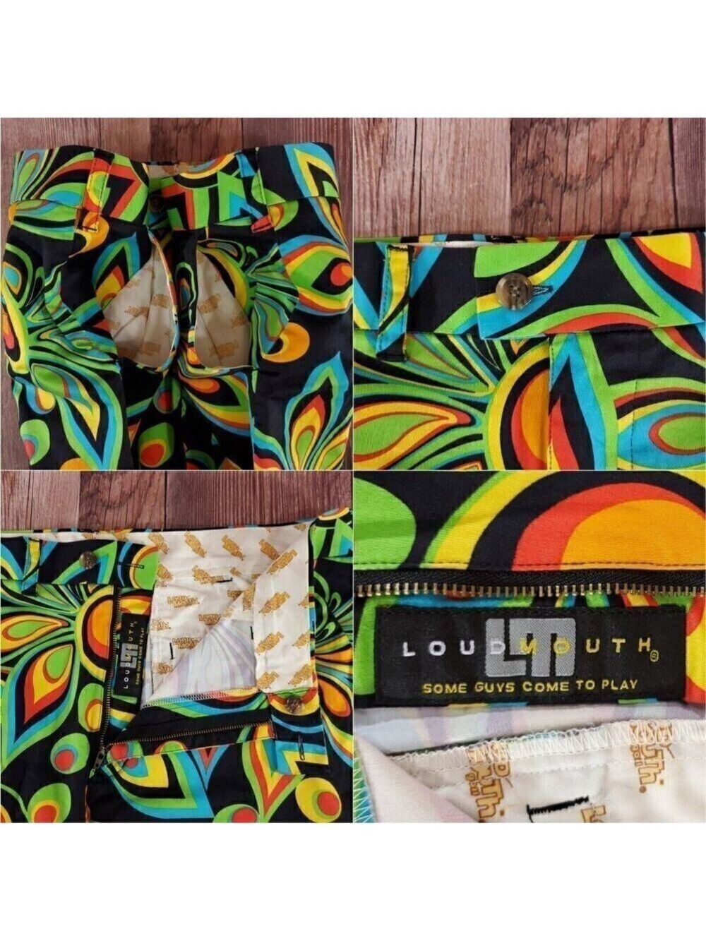 Loudmouth Golf Mens Sz 40 Multicolor Floral Groovy Lightweight Shagadelic Shorts - Picture 6 of 11